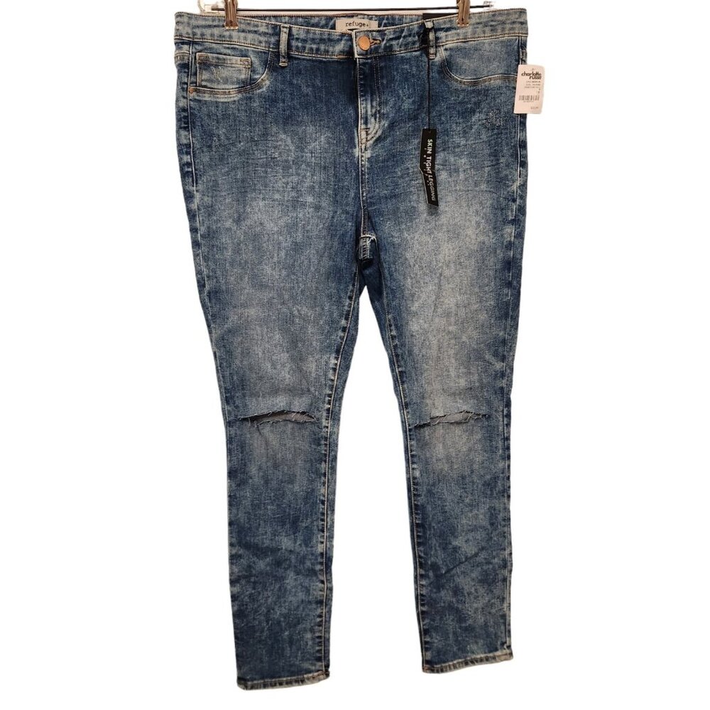 NWT‎ Womens Refuge Skin Tight Jeggings Jegging Sz 18 Blue Denim Distressed NEW